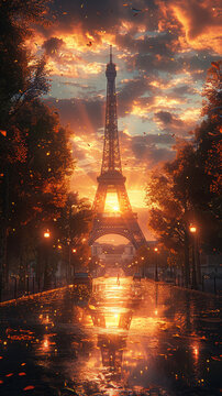 Eiffel Tower at Sunset