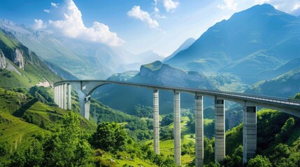 Obraz premium Massive bridge structure in a mountainous region