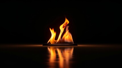 Fire Flames Burning on Black Background.