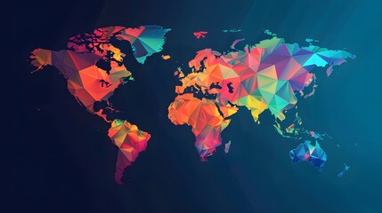 low poly world map background with vector style