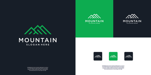 Minimalist mountain adventure logo design inspiration