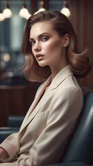 portrait of a woman in white coat