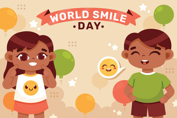 Flat world smile day background