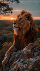 Majestic Lion at Sunset