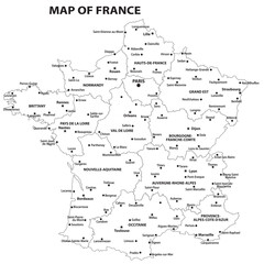 Geography politics map of countries. Map of Russia and France with country capital, state capital and major city.