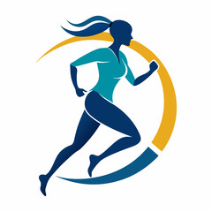 A vector logo lady running