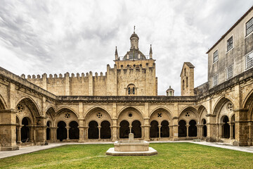 Fototapeta premium Gothic romanesque cloister of old Coimbra Cathedral, Se Velha de Coimbra in Portugal