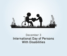 International Day of persons With Disabilities. 3rd December. Holiday concept.  International Day of Persons With Disabilities poster, banner. Flat illustration. Flat Design. Jpeg format.	