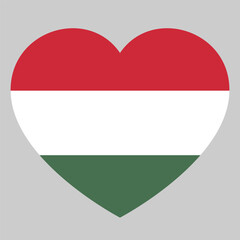 flag of Hungary in form of heart, symbol of love