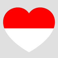 flag of Indonesia in form of heart, symbol of love