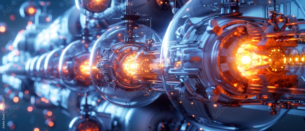 Poster advanced technology energy core. a high-tech depiction of an energy core with glowing elements, repr