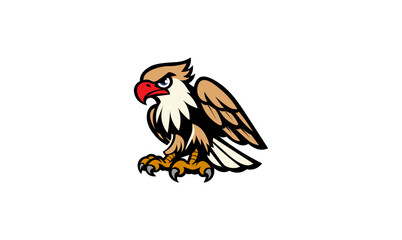 Vector illustration of cartoon eagle on white background