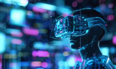 Cyber Menagerie: Futuristic Animal Elegance Illuminated by LED Lights, AI-Generated Virtual Reality Aesthetics, Ideal for Commercial Advertisements and Party Invitations, 4K Ultra HD Visual Art