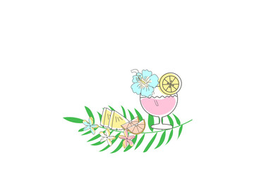 トロピカルドリンク・フルーツ　イラスト素材