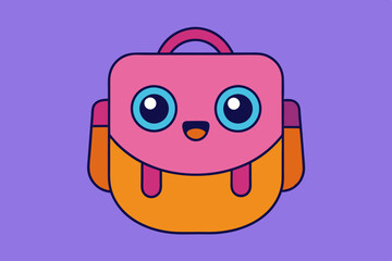 Cartoon School Bag Vector Art Illustration