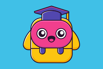 Cartoon School Bag Vector Art Illustration