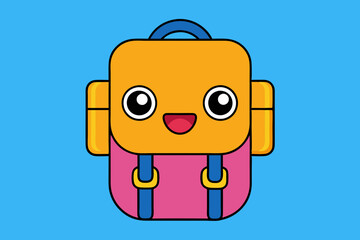 Cartoon School Bag Vector Art Illustration