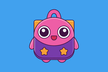 Cartoon School Bag Vector Art Illustration