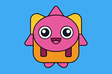 Cartoon School Bag Vector Art Illustration