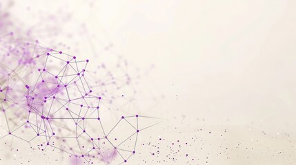 Bright purple dots connected by soft violet lines on a sandy beige canvas, text area in the top left