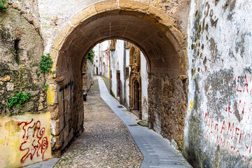Fototapeta premium Portal of Torre da Contenda at Coimbra, Portugal, Former defensive tower of the city