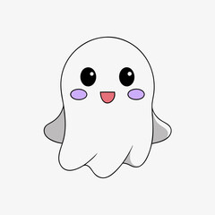 Adorable Ghost Vector Illustration Cute Cartoon Clipart and Line Art Design