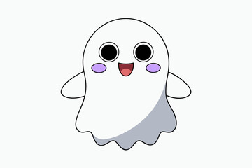 Adorable Ghost Vector Illustration Cute Cartoon Clipart and Line Art Design