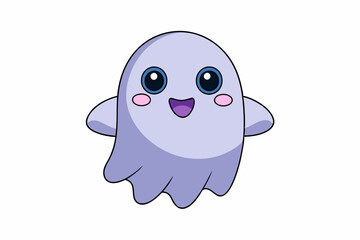 Adorable Ghost Vector Illustration Cute Cartoon Clipart and Line Art Design