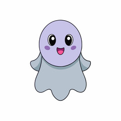 Adorable Ghost Vector Illustration Cute Cartoon Clipart and Line Art Design