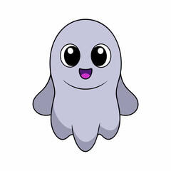 Adorable Ghost Vector Illustration Cute Cartoon Clipart and Line Art Design