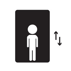Elevator lift icon man,  invalid, and arrows up down icons set. Elevator, lift icons. Exit icon