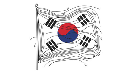 Obraz premium south korean flag line art illustration