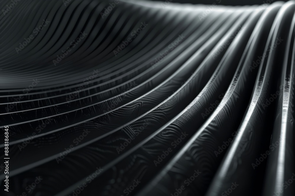 Aufkleber monochrome abstract art with fluid black and white lines creating a sense of movement.