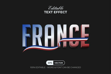 France Text Effect 3D Gradient Style. Editable Text Effect.
