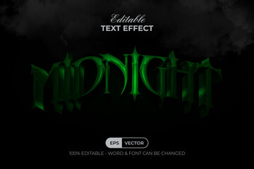 Fototapeta premium Midnight Text Effect Green Horror Style. Editable Text Effect.