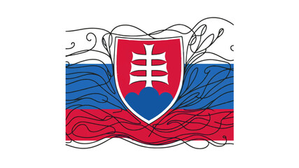 slovakia national flag one line drawing