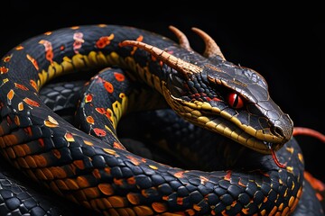 Obraz premium a photo-realistic image of a snake with dragon horns