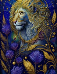 Fototapeta premium lion_italian_blue_magic_zonfeld_library_002