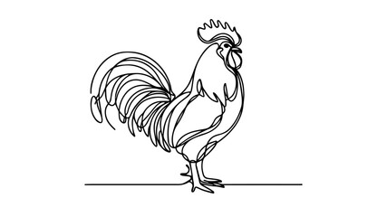 one line illustration of a rooster