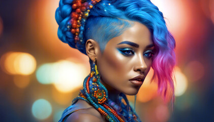 Nachdenkliche, gedankenverlorene Frau. Hipster M&auml;dchen.