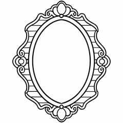 Mirror, line art, black and white, vector art illustration