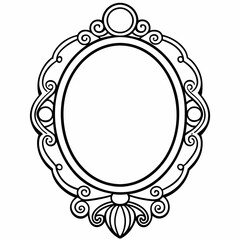 Mirror, line art, black and white, vector art illustration
