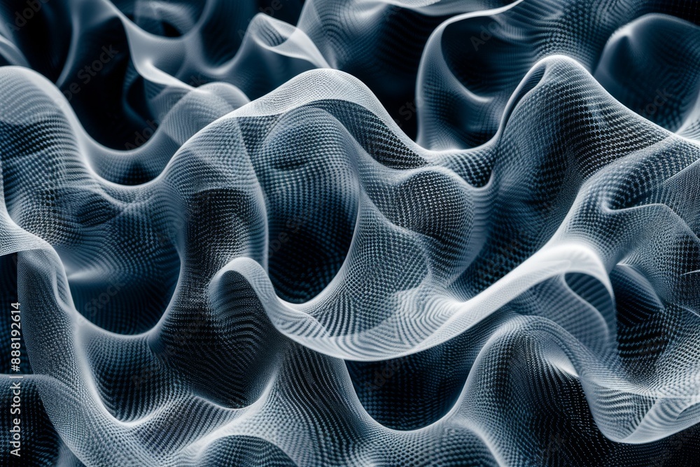 Aufkleber abstract monochrome waves with intricate patterns and textures creating a fluid and dynamic design.