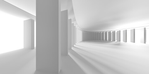 Fototapeta premium White futuristic empty room interior space. Architecture design