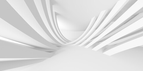 White modern space architectural background. Futuristic design