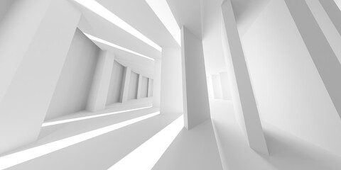 Fototapeta premium White elegant empty space. White wall room background. Abstract interior