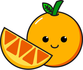 Cute and happy orange fruit, cartoon vector illustration