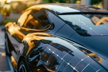 Sleek Solar Powered Electric Car with Integrated Solar Panels for Maximized Energy Absorption