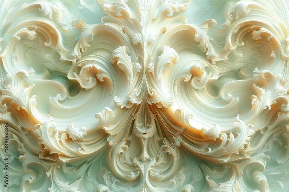 Fototapete Abstract fractal computer generated composition with various geometrical shapes
