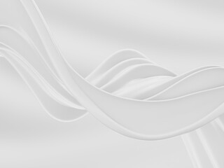 Flowing milk liquid. White smooth waves. Cream background